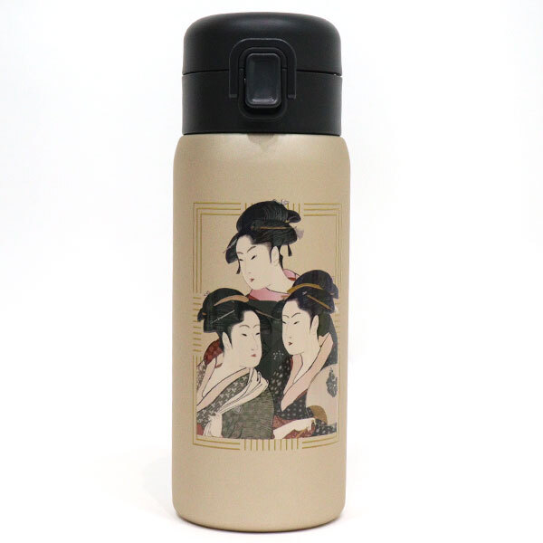 ワンタッチボトル350ml 和柄 841-001 841-002 841-003 841-007 送料無料 水筒 ステンレスボトル ボトル 神奈川沖浪裏 寛政三美人 招き猫 寿司 浮世絵 保冷 保温 日本 日本伝統 ギフト 持ち運び おしゃれ 神奈川沖浪裏