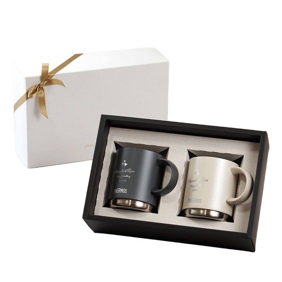 名入れ マグカップ サーモス マグ ペア セット Thermos 350ml 450ml JDS-351 JDS-451食洗器対応 スタッキング お揃い グラス 結婚祝い 夫婦 両親 カップル 記念品 名前入り おしゃれ 母の日 ギフト ラッピング 実用的