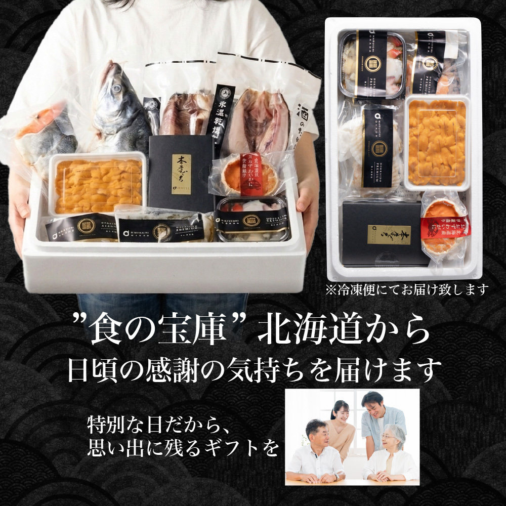 北海道 海鮮セット お歳暮 高級 海鮮 ギフト 詰め合わせ 北海道 豪華 10品 「祝宴」あわび入松前漬 生ウニ オオズワイ 本マグロ ほっけ にしん 鮭 送料無料 卸売市場 福袋 海鮮福袋 お取り寄せ 御歳暮 食品 グルメ 海産 おつまみ 冬ギフト お中元 夏ギフト 【冷凍】