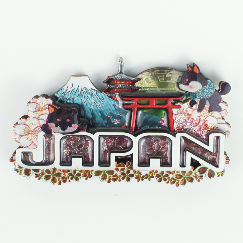 木製フレームマグネット 柴犬 ジャパン 黒 立体マグネット 3D お土産 日本 土産 souvenir JAPAN Magnets ご当地 外国人 スーベニア ジャパン