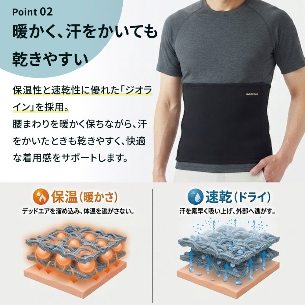 【ラッピング無料】モンベル ジオライン サイドジップ ウエストウォーマー EXP. L.W. 腹巻き 男女兼用 厚手 薄手 #1107719 #1107864 防寒 ギフト キャンプ アウトドア用 
