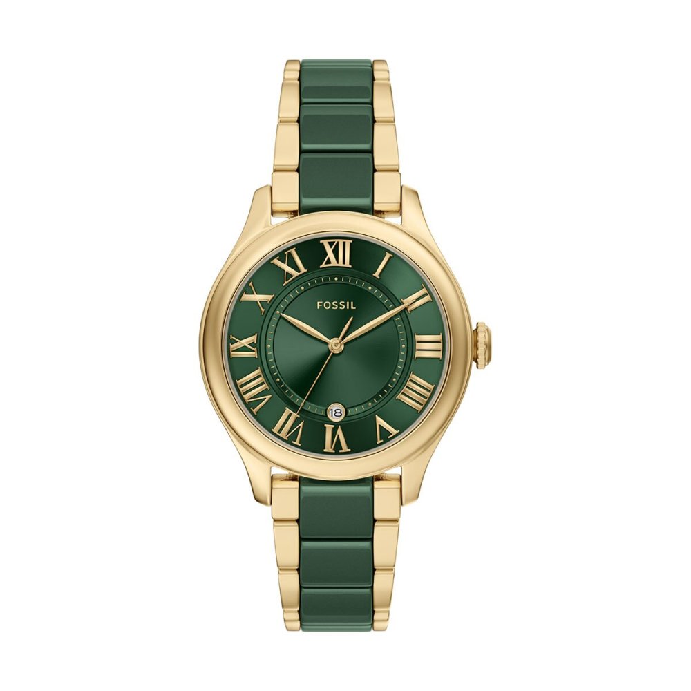 フォッシル FOSSIL 腕時計 レディース GILMORE デイト アナログ ステンレススチール＆グリーンセラミックウォッチ CE1138【2026 新作】