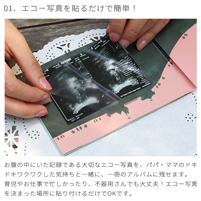 くまのがっこう エコー写真が収納できるアルバム 「10ツキ10カものがたり」 | エコー写真 保存 エコーアルバム フォトアルバム マタニティアルバム フォト アルバム 写真