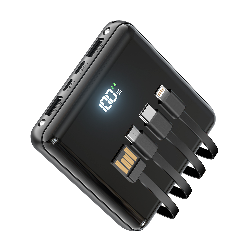 モバイルバッテリー MFi認証 【 6台同時充電&4ケーブル内蔵】 20800mAh大容量 半固体電池 軽量 小型 携帯充電器 ワイヤレス充電対応 燃えにくい 準固体電池 Type-C 3Way蓄電 LCD電量残量表示 旅行/出張/アウトドア/キャンプ/停電対策/防災 iPad/iPhone/Android各種スマホ対応