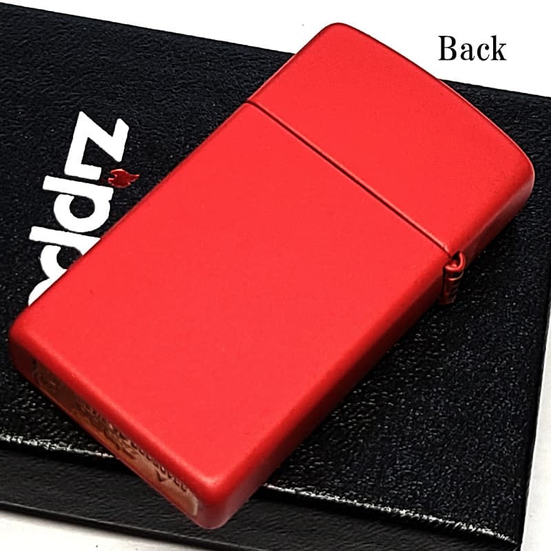 ZIPPO スリム型 ライター マットレッド ジッポーロゴ おしゃれ 艶消し ギフト シンプル 赤 可愛い レディース プレゼント メンズ