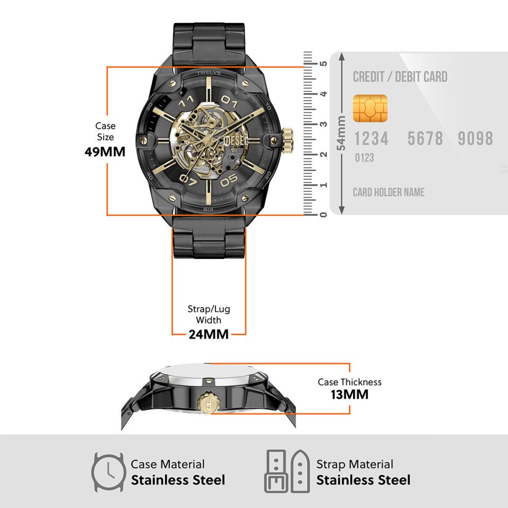 ディーゼル DIESEL 腕時計 メンズ SPIKED AUTOMATIC ステンレススチールウォッチ DZ4719 【2026 新作】