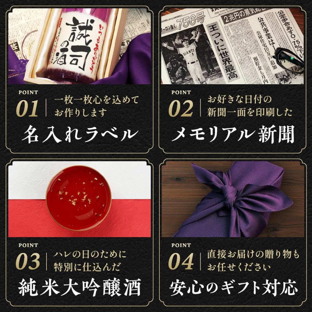 古希のプレゼント 父親 70年前の新聞付き 男性 女性 名入れ 誕生日 敬老の日 贈り物 メッセージ 即日発送 【紫式部】720ml ちゃんちゃんこ付き 日本酒