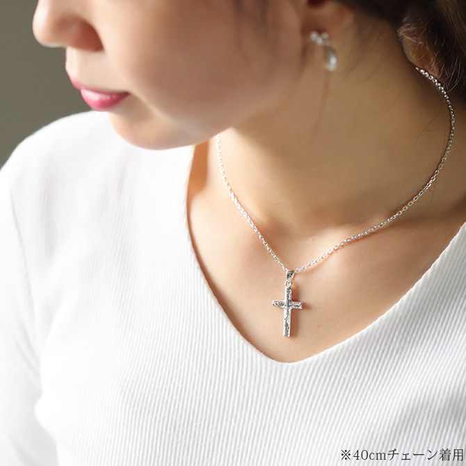 ハワイアンジュエリー ネックレス シルバー 刻印 無料 誕生石入れ可 十字架クロス パーツ シルバー925 長さ選べる カップル 夫婦 プレゼント ハロウィン 【品番：CG-SP2606】