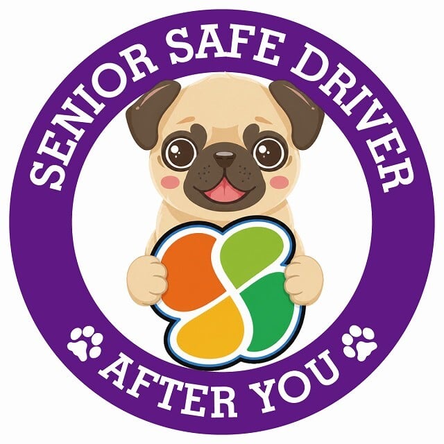 カーサイン 高齢者マーク SENIOR SAFE DRIVER パグ ステッカー シール 直径13cm 肉球 日本製 車