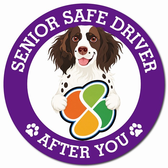 カーサイン 高齢者マーク SENIOR SAFE DRIVER スモールミュンスターレンダー マグネット 強力 直径13cm 肉球 日本製 車 ステッカー