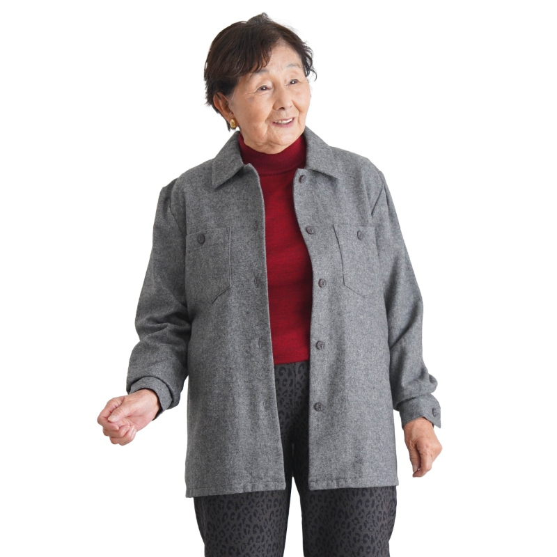 シニアファッション レディース 80代 70代 60代 90代 秋冬 あったか ウール混 あったか 背裏付き 羽織りシャツ おばあちゃん 服 誕生日 プレゼント 婦人服 女性 ハイミセス ミセス 祖母 お年寄り 老人 高齢者（csz-ft4-4-155）