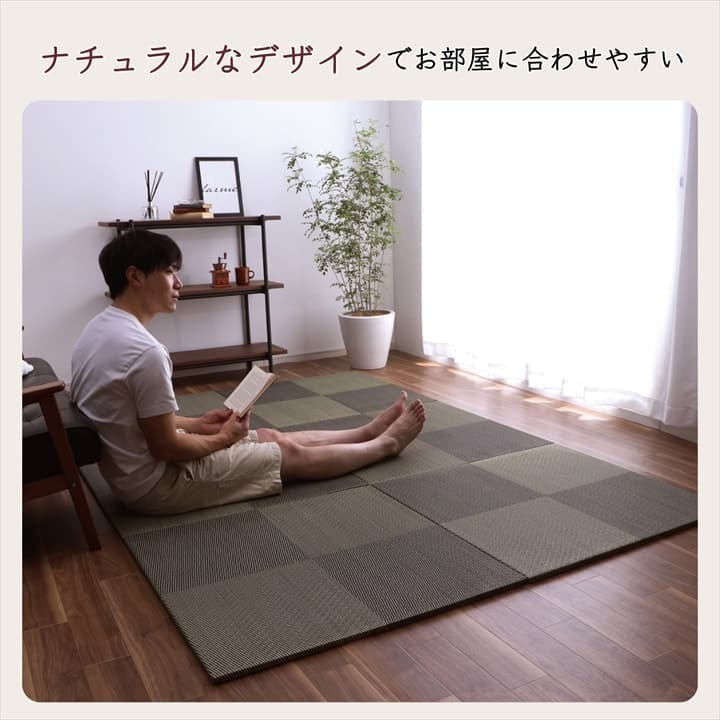 置き畳 ユニット畳 システム畳 国産 日本製 ナチュラルスタイル い草 消臭 抗菌防臭 市松 約82×82×2.3cm 2P 同色2枚組