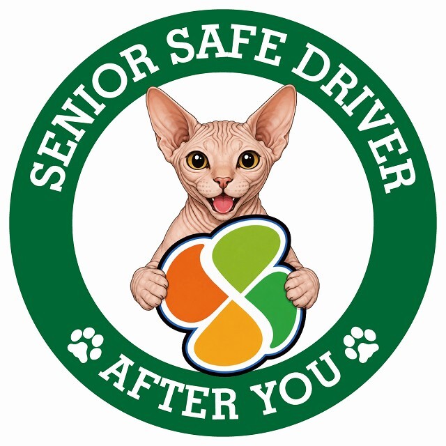 カーサイン 高齢者マーク SENIOR SAFE DRIVER スフィンクス ステッカー シール 直径13cm 肉球 日本製 車