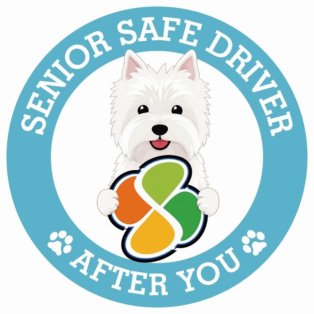 カーサイン 高齢者マーク SENIOR SAFE DRIVER ウエストハイランドホワイトテリア ステッカー シール 直径13cm 肉球 日本製 車