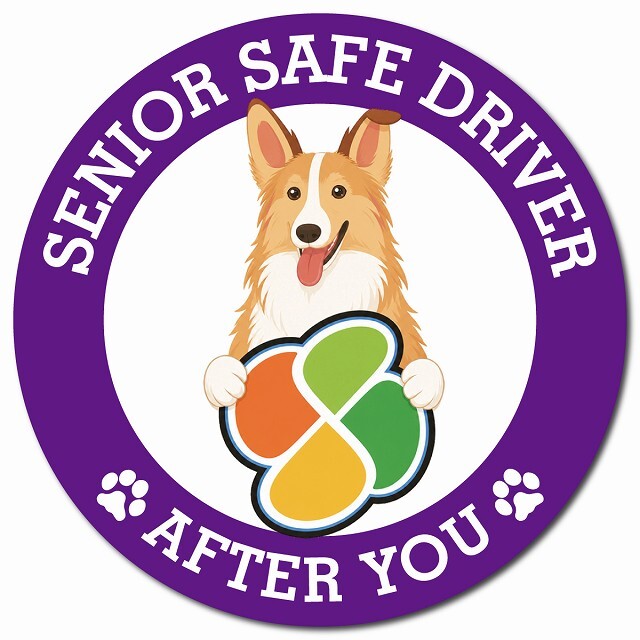 カーサイン 高齢者マーク SENIOR SAFE DRIVER スムースコリー マグネット 強力 直径13cm 肉球 日本製 車 ステッカー