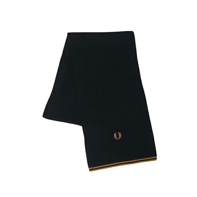 フレッドペリー FRED PERRY Merino Wool Scarf メリノウール スカーフ マフラー c3319-u12 ユニセックス Black Dark Caramel マフラー