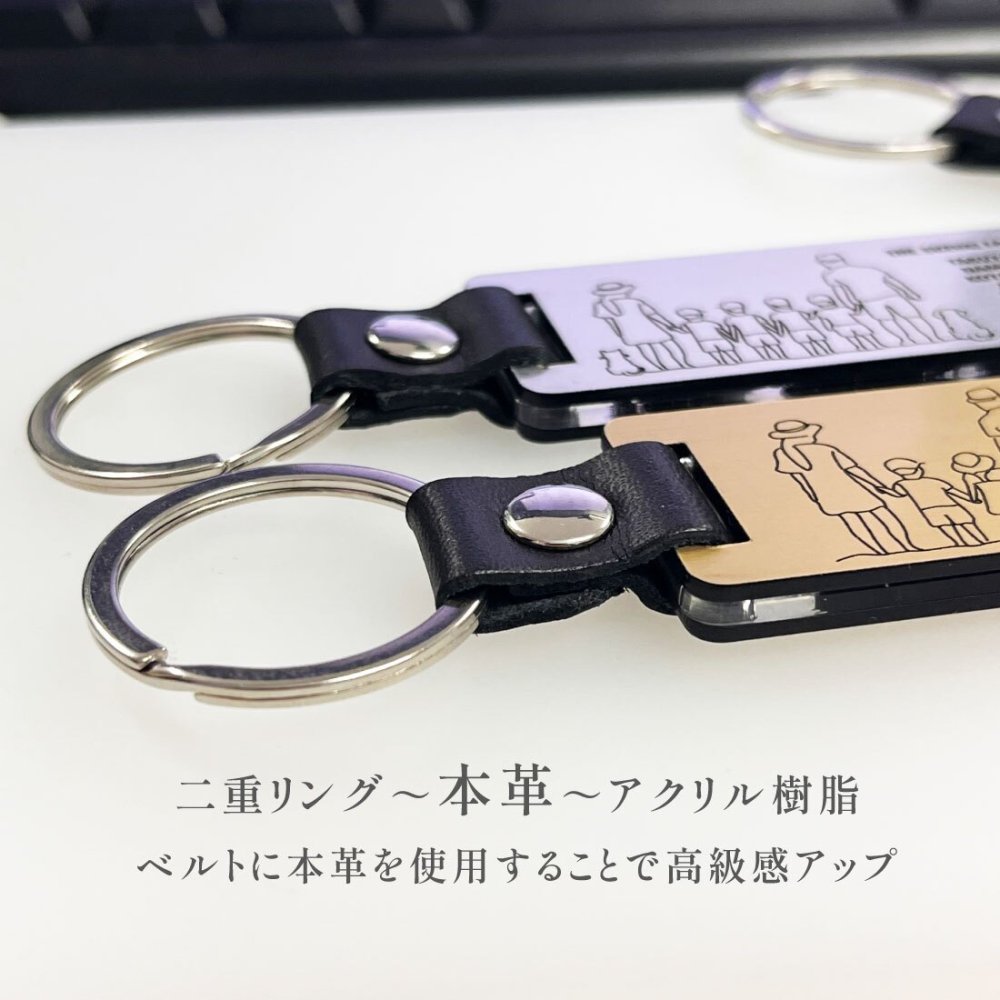 【新作追加】家族犬猫イラストネームキーホルダー Family Love FL14DC アクリル系樹脂 本革【メッセージカード/ギフトラッピング可】 ペット犬猫込み8人家族までOK！名入れ無料 オリジナルデザイン！木目調  母の日 父の日 誕生日 世界に一つ オーダーメイド ペア オンリーワン おそろい 記念品 複数購入可  結婚祝い 出産祝い サプライズ 親子 兄弟 姉妹 ファミリー