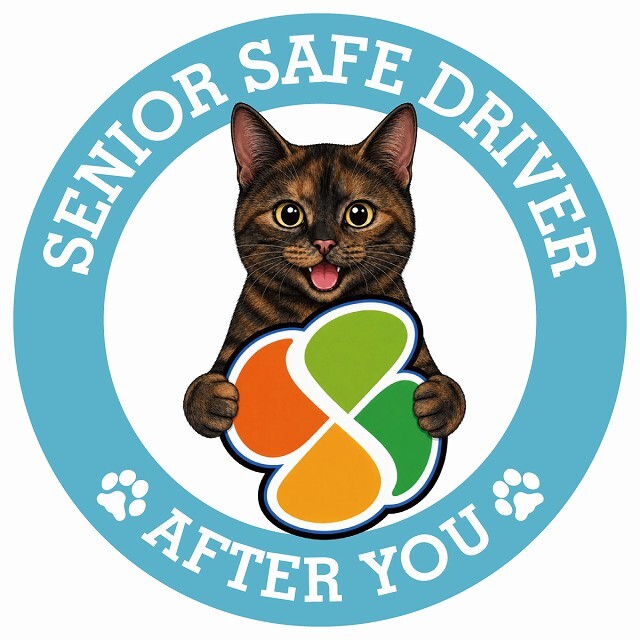 カーサイン 高齢者マーク SENIOR SAFE DRIVER サビ（べっ甲） ステッカー シール 直径13cm 肉球 日本製 車
