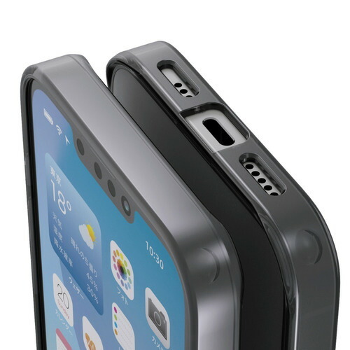 エレコム PM-A25SHVCKBK iPhone 16e ハイブリッドケース マットブラック(ラバーコート) メタルステッカー付
