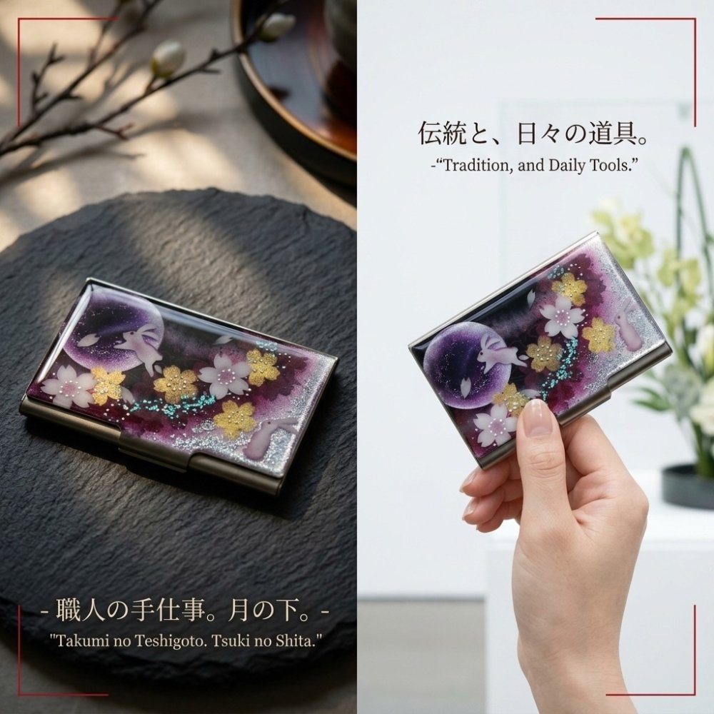 職人の手作り！和柄 名刺入れ「保」 和風 名刺ケース カードケース 夜桜 伝統工芸 職人 手作り 名入れ 記念日 誕生日 ギフト 送料無料 和風 ハンドメイド 立体彩色 螺鈿風 20代 40代 50代 プレゼント お祝い 還暦 退職 卒業