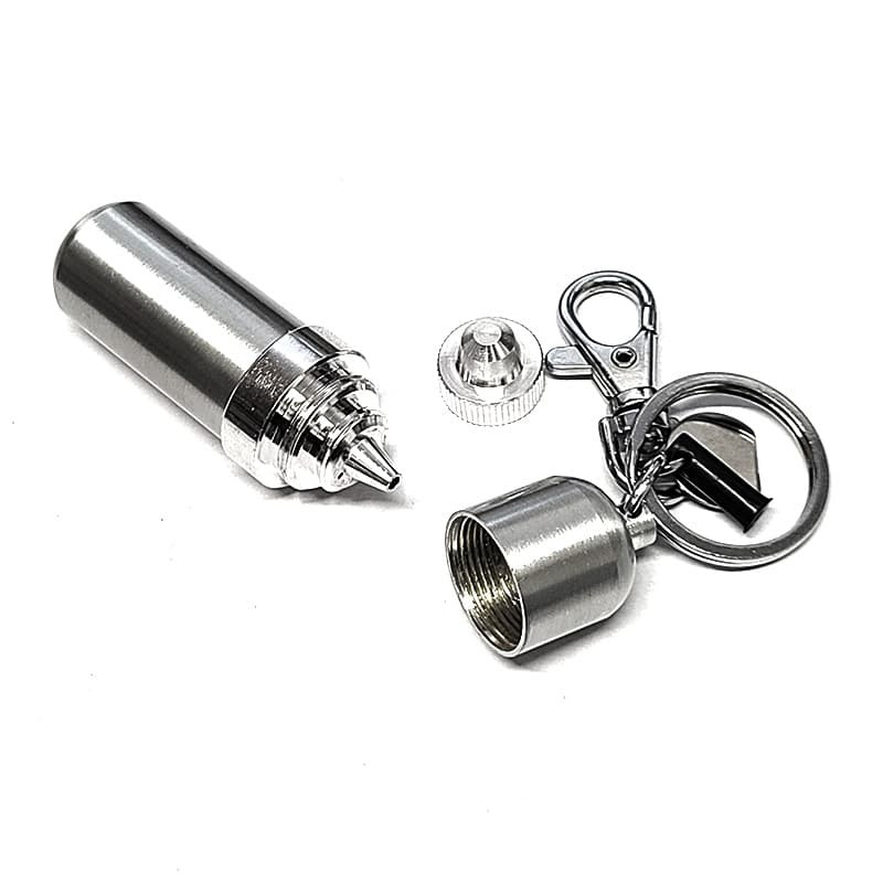 【特価品】携帯用 オイルタンク メーカー処分品 キーホルダー 持ち運び ZIPPO/オイルライター用 コンテナ 必需品 石入れ フリントホルダー付き ジッポー シルバー カラビナ