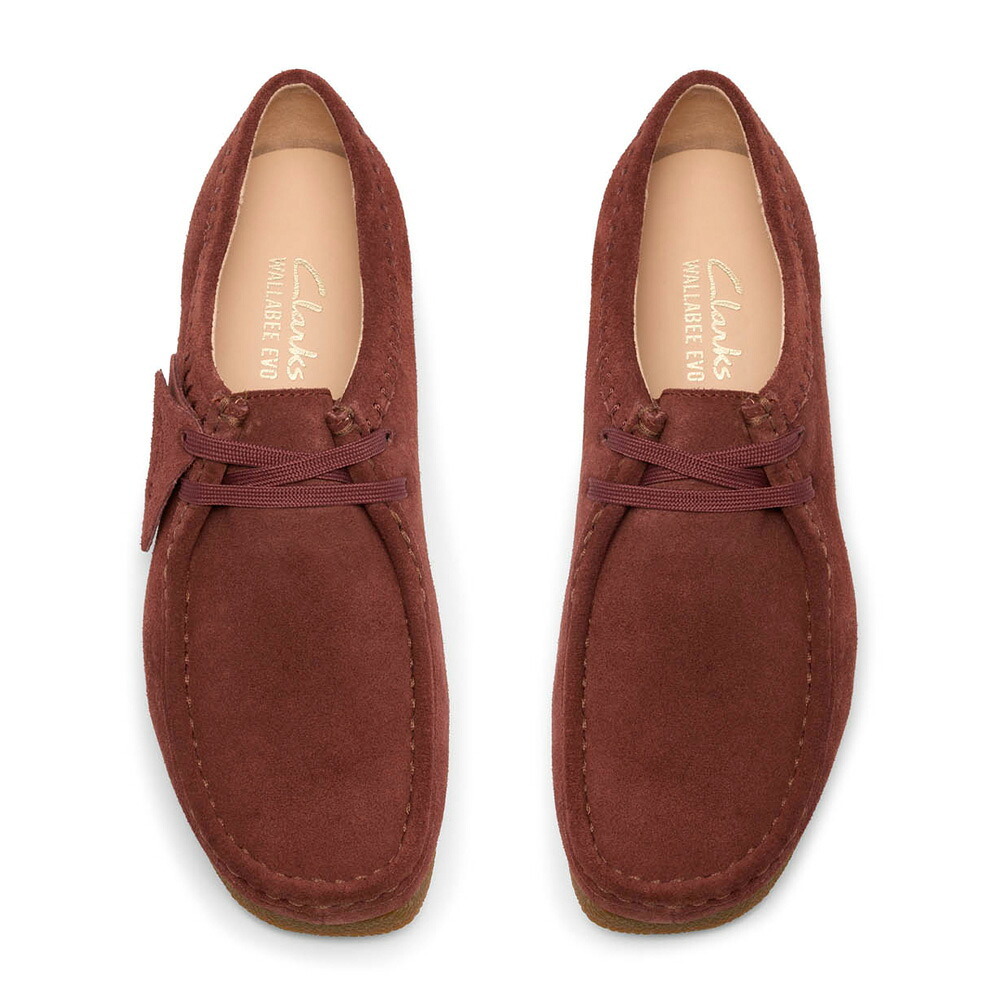 クラークス ワラビー エヴォ レディース モカシン スエード カジュアルシューズ 靴 Clarks 26329301 WallabeeEVOSh 紐靴 軽量ソール マルーン