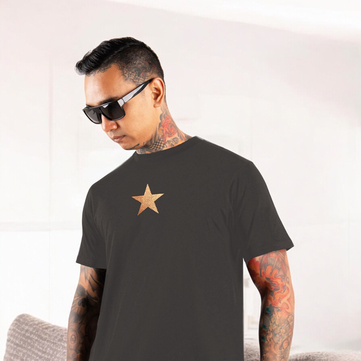 Tシャツ 星 GTO 5.6オンス ハイクオリティー Tシャツ ヘイジー ブラック リミテッド ゴールド 期間限定 2年連続入賞のデザイン メンズ レディース 半袖 普段着 オリジナルデザイン 特攻服 オラオラ系 暴走族 暴走天使ヤンキー チョイ悪 ファッション おしゃれ