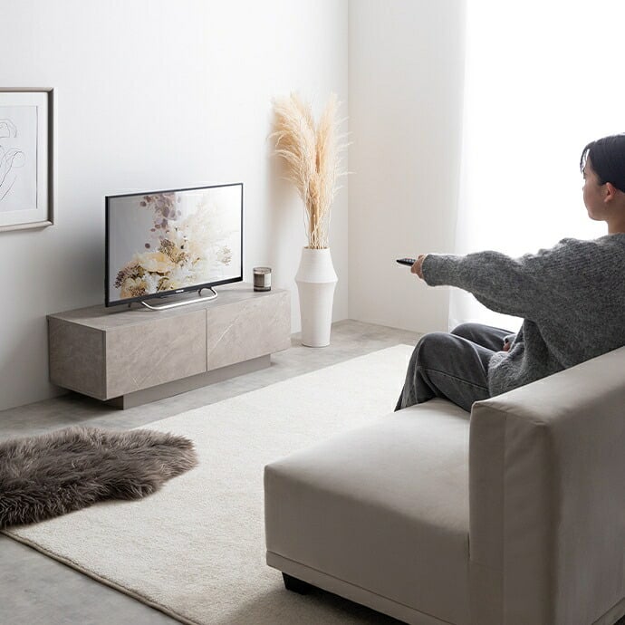 テレビ台 テレビボード ローボード TV スリム コンパクト 省スペース 収納 引き出し 扉 吹き抜け 可動棚 コードスリット ルーター タップ コード穴 フロート脚 ノイズレス フラット 高級感 石目調 幅100 新生活