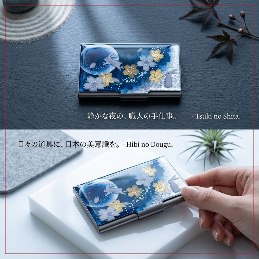 職人の手作り！和柄 名刺入れ「保」 和風 名刺ケース カードケース 夜桜 伝統工芸 職人 手作り 名入れ 記念日 誕生日 ギフト 送料無料 和風 ハンドメイド 立体彩色 螺鈿風 20代 40代 50代 プレゼント お祝い 還暦 退職 卒業