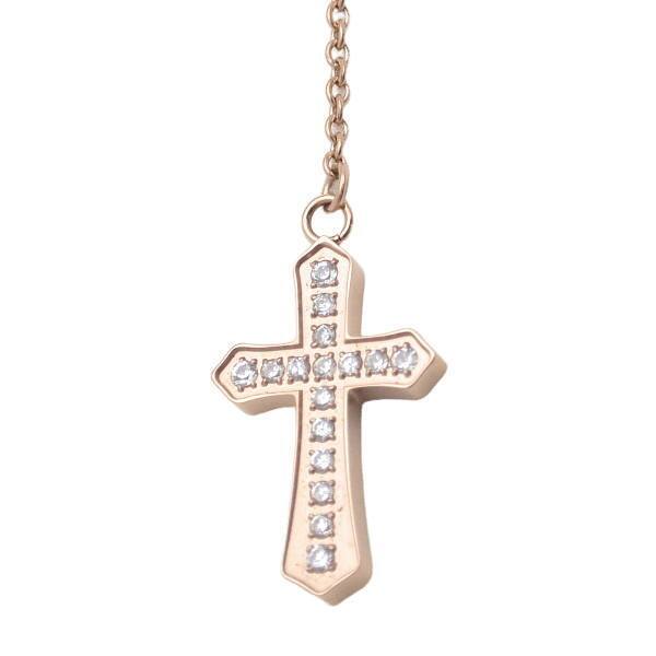 【送料無料】ペアネックレス ステンレス アクセサリー ロザリオ ペンダント クロス 十字架 ジルコニア Rosary ブラック ローズゴールド メンズ レディース