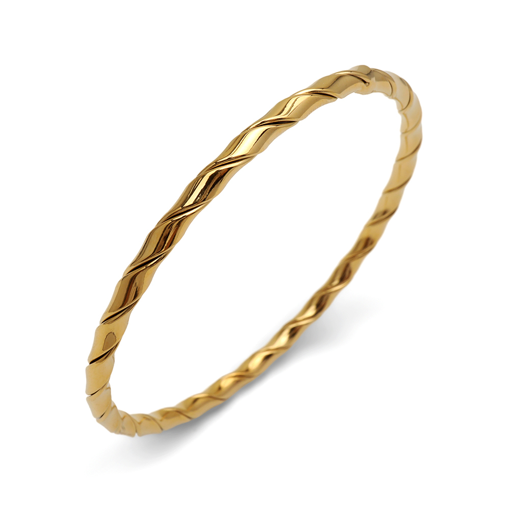 ステンレス スパイラルバングル ゴールド レディース ブレスレット ツイスト ねじり 細身 華奢 上品 おしゃれ 女性用 腕輪 アクセサリー シンプル きれいめ カジュアル 大人 女性 ファッション 手元コーデ 重ね付け 春