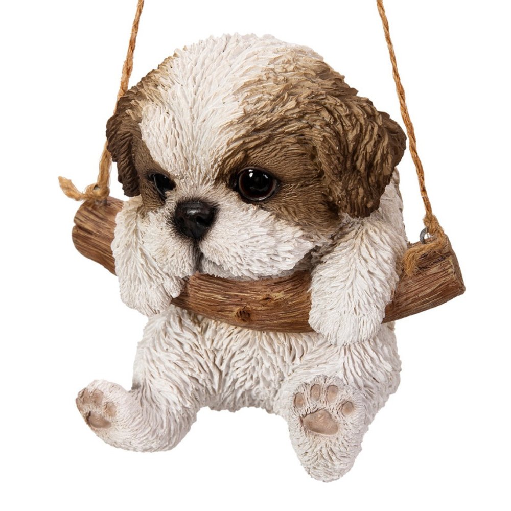 置物 woobia ウービア 犬 小型犬 シーズー ぶら下がり 高さ13cm オーナメント 子犬 茶白 リアル 本物そっくり イギリス生まれ 職人手彩色 縁起物 戌年 玄関 インテリア 新築祝い 引っ越し祝い 開店祝い 出産祝い 誕生日 お祝い ギフト プレゼント 犬好き シーズー好き