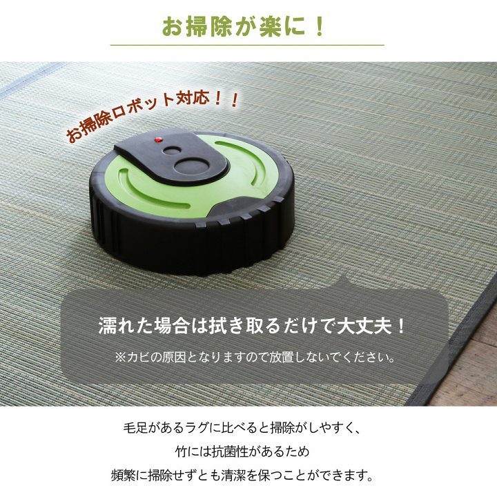 ラグ カーペット 竹 裏地付き 天然素材 丈夫 抗菌防臭 消臭 お手入れ お掃除 簡単 楽 約261×261cm