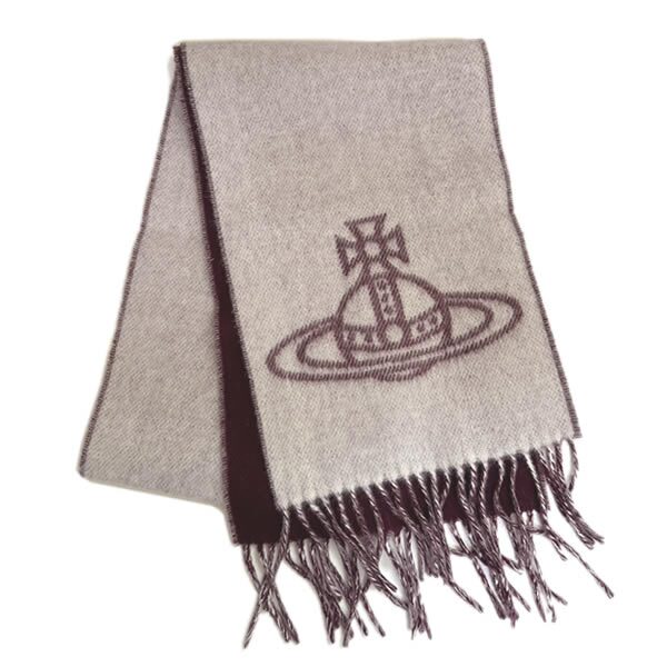 ヴィヴィアンウエストウッド マフラー Vivienne Westwood 81030006 W01MK I401 Double Face Scarf BORDEAUX リバーシブル ビッグオーブロゴ