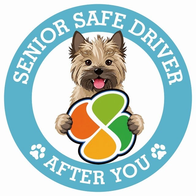 カーサイン 高齢者マーク SENIOR SAFE DRIVER ケアーンテリア ステッカー シール 直径13cm 肉球 日本製 車