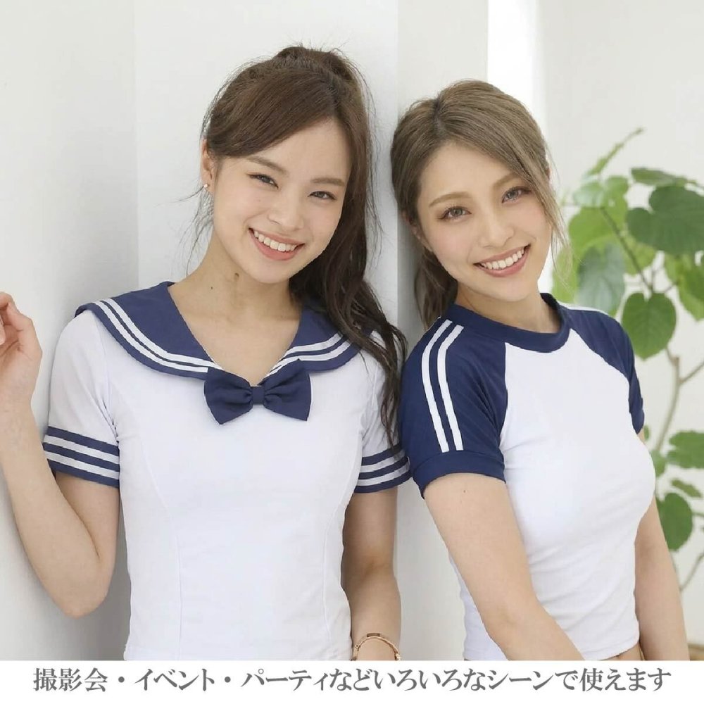 選べる2タイプ 水着素材 コスプレ レディース PixyParty セーラー服 体操服 ブルマ風 セパレート水着 タンキニ セット パッド入り S M L ネイビー ホワイト かわいい セクシー コスプレ水着 スクール水着風 体操着 撮影会 個撮 イベント ハロウィン 仮装 衣装 コスチューム