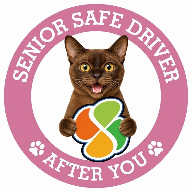 カーサイン 高齢者マーク SENIOR SAFE DRIVER バーミーズ ステッカー シール 直径13cm 肉球 日本製 車