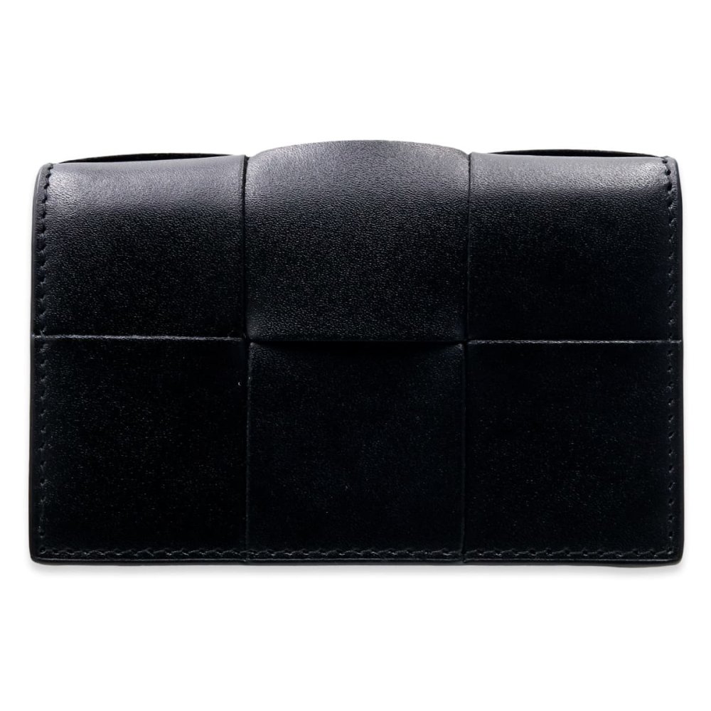 ボッテガヴェネタ BOTTEGA VENETA カードケース 名刺入れ メンズ レディース マキシイントレチャート 本革 レザー ブラック 黒 スナップボタン ビジネスカードケース 679849 V47V2 8803