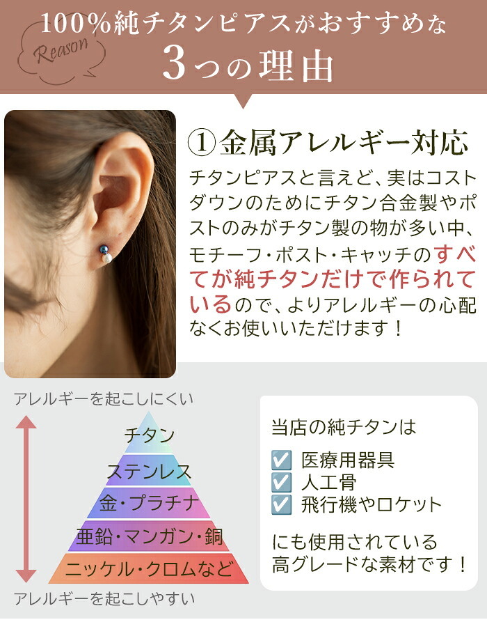 セカンドピアス チタン つけっぱなし 純チタン 丸玉 パール ツインボール 金属アレルギー 日本製 ポスト 軸太0.75mm 長さ10mm 全8色 全品1個ずつバラ売り 医療用 おすすめ かわいい シンプル 小さめ ミニ 極小 人気 プレゼント
