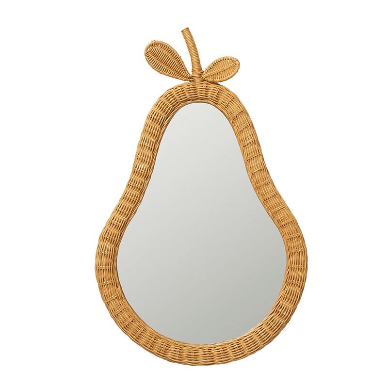 ferm LIVING ファームリビング 洋梨の形の編み込みラタンミラー Pear Braided Mirror  ミラー 壁掛け 鏡 北欧 ラタン おしゃれ 可愛い 北欧雑貨 インテリア雑貨 キッズ 子供部屋 洋梨 ラフランス 正規販売店