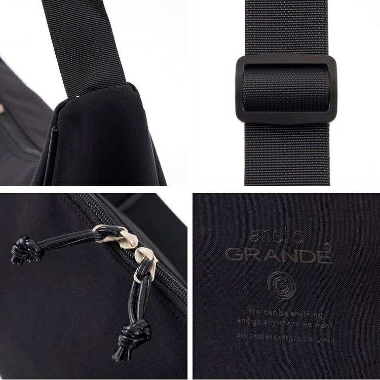 ショルダーバッグ anello GRANDE アネロ グランデ レディース メンズ クリンクル CRINKLE GTH3842 大容量 斜めがけ 大きめ ブランド 軽量 軽い A4 600ml ペットボトルが 入る 撥水 通勤 通学 旅行 マザーズバッグ ハーフムーンバッグ 大人 かわいい おしゃれ 黒 ブラック