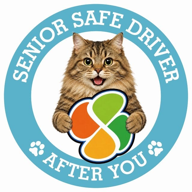 カーサイン 高齢者マーク SENIOR SAFE DRIVER サイベリアン ステッカー シール 直径13cm 肉球 日本製 車
