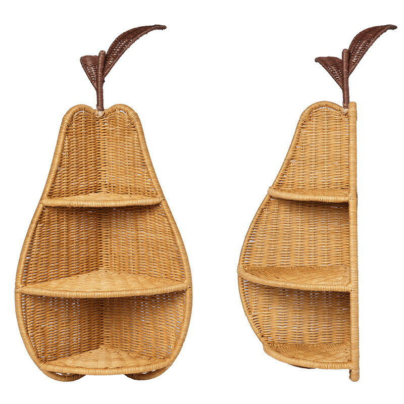 ferm LIVING ファームリビング 洋梨の形の編み込みラタン Pear Braided Corner Shelf  北欧 壁掛けシェルフ 収納 おしゃれ 可愛い 北欧家具 インテリア雑貨 キッズ 子供部屋 洋梨 ラフランス 正規販売店
