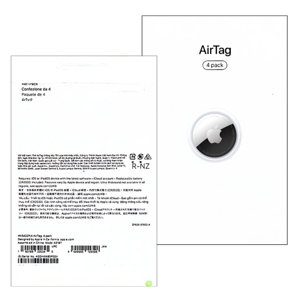 Apple AirTag (エアタグ 4個入り) MX542ZP/A A2187　紛失防止タグ　iOS17共有対応　見つける天才