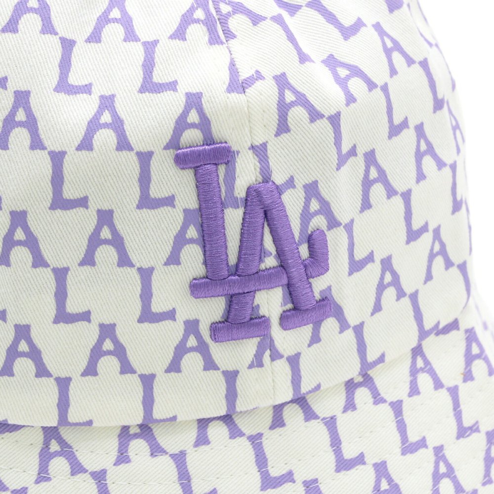 エムエルビーコリア MLB Korea バケットハット 帽子 ロサンゼルス ドジャース モノグラム パステル ドーム 32CPHA111 07V メンズ レディース ユニセックス ホワイト+バイオレット 海外正規品