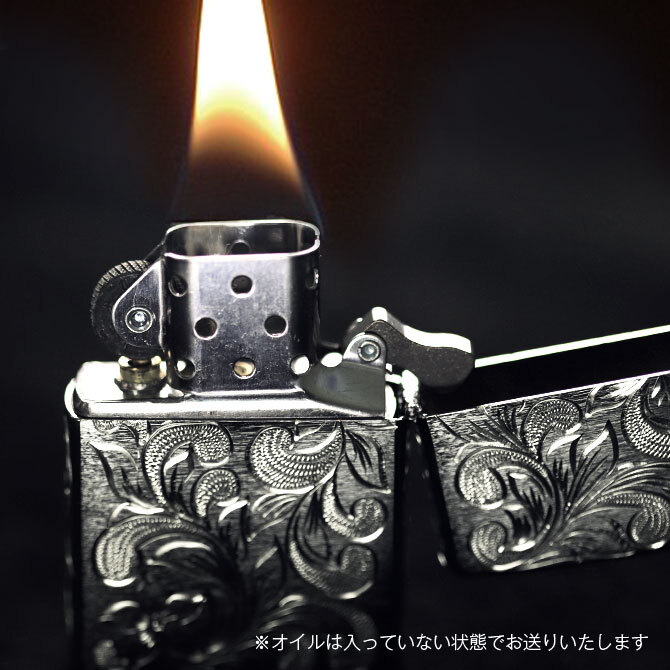 Zippo ライター ジッポライター 愛煙家 喫煙 シルバー925 スターリングシルバー #13 レギュラータイプ スクロール プルメリア 5面手彫り ハワイアンジュエリー ブランド おしゃれ かっこいい BY THE SEA バイザシー 彼氏 夫 男性 メンズ プレゼント ハロウィン 【品番：FL102S】