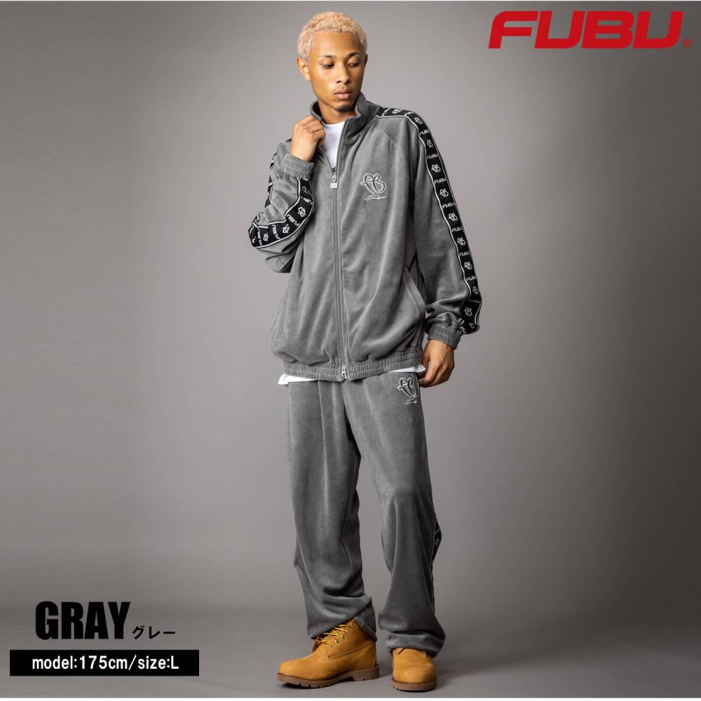  FUBU フブ ベロア トラックジャケット メンズ フルジップ ダブルジップ ブルゾン スポーティ ライトアウター ストリート ヒップホップ オーバーサイズ 秋冬 M L XL XXL 大きいサイズ レディース 黒 fam-62709 2026FW