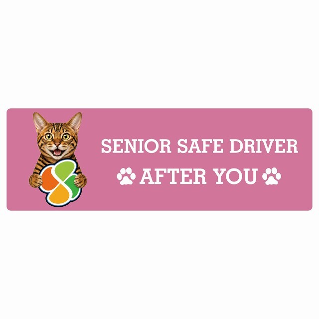 カーサイン 高齢者マーク SENIOR SAFE DRIVER トイガー ステッカー シール 長方形 15x5cm 肉球 日本製 車