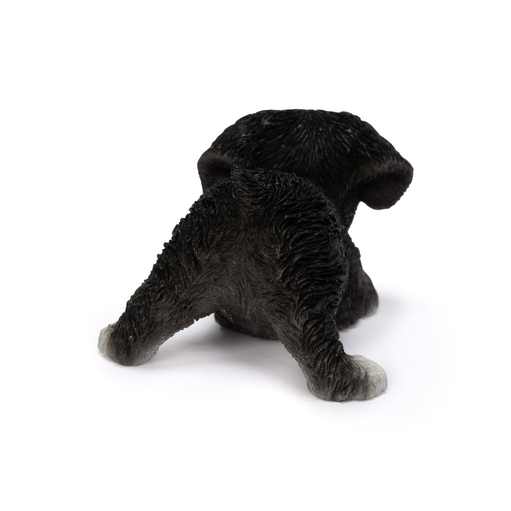 犬の置物 woobia ウービア かまえるシュナウザー 黒白 小 子犬 10cm 手のひらサイズ リアル動物オーナメント イギリス職人手彩色 玄関 デスク インテリア 縁起物 誕生日 お礼 退職祝い 新築祝い お祝い ギフト プレゼント かわいい