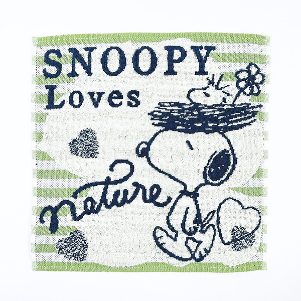 スヌーピー ミニタオル ストライプ グリーン ハンカチ SNOOPY